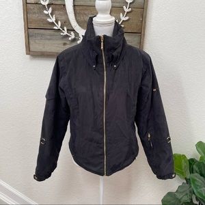 Nils black brushed fabric gold hardware ski‎ winter jacket ladies 6